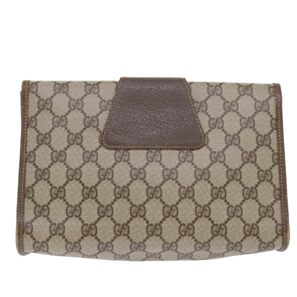 GUCCI GG Canvas Web Sherry Line Clutch Bag PVC Leather Beige Red Auth ep1335 - Picture 2 of 16